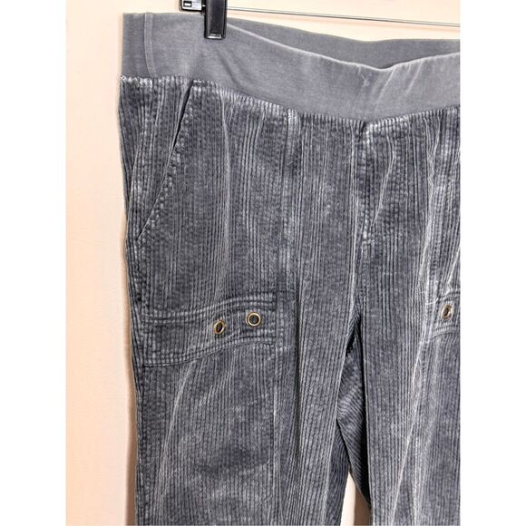 XCVI Gray Brushed Corduroy Wide Leg Pull On Pants XL - Picture 3 of 6